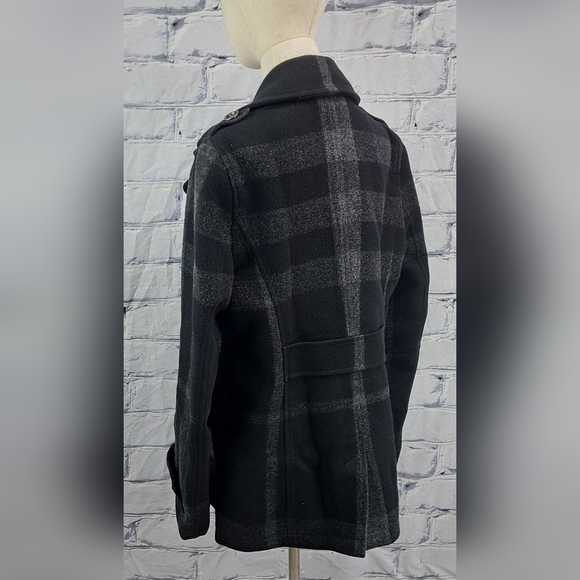 Burberry Double Breasted Pea Coat Winter Jacket Wool Check Plaid Plus Sz 14 US - Picture 5 of 15